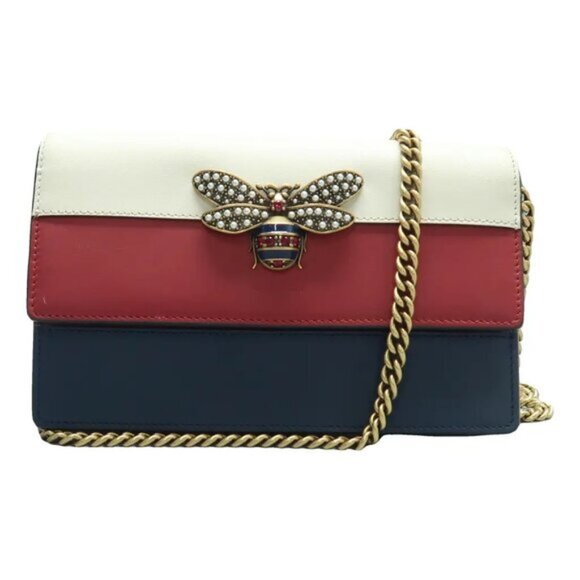 GUCCI Queen Margaret Red&White&Blue Leather Shoulder Bag 620-061825 - Picture 1 of 12